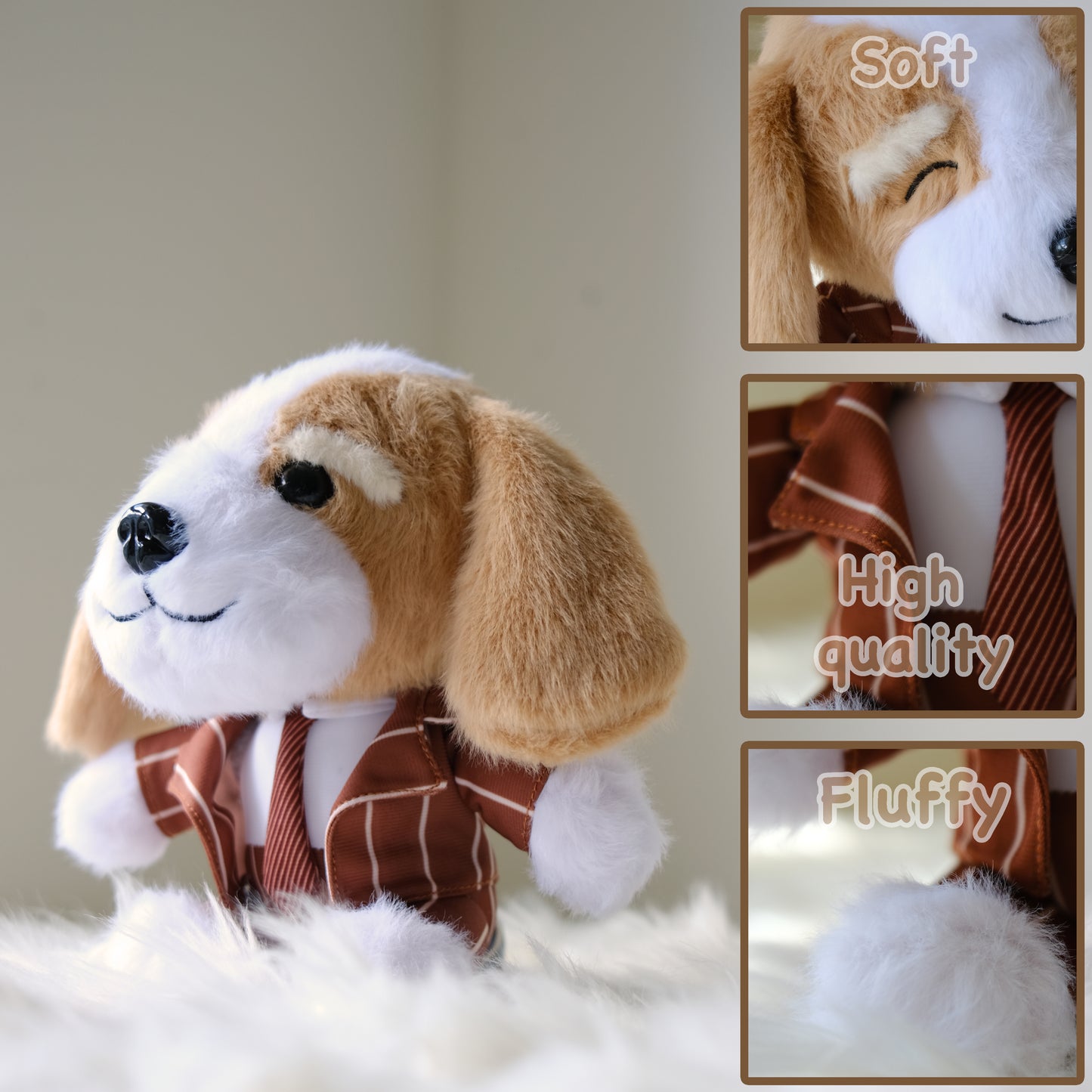 Details of Luckyadoodle in red suit, expressing how soft, high quality and fluffy it is.