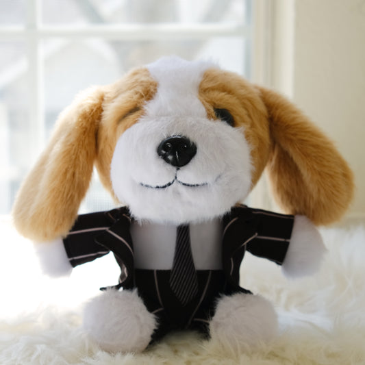 Luckyadoodle in black suit. This is front view. Extremely cute. 