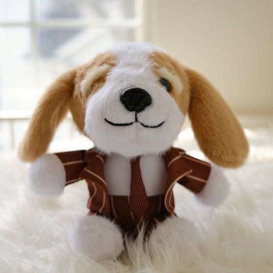 A cute plush toy, Luckyadoodle in red suit. This is the standard/basic Luckyadoodle.